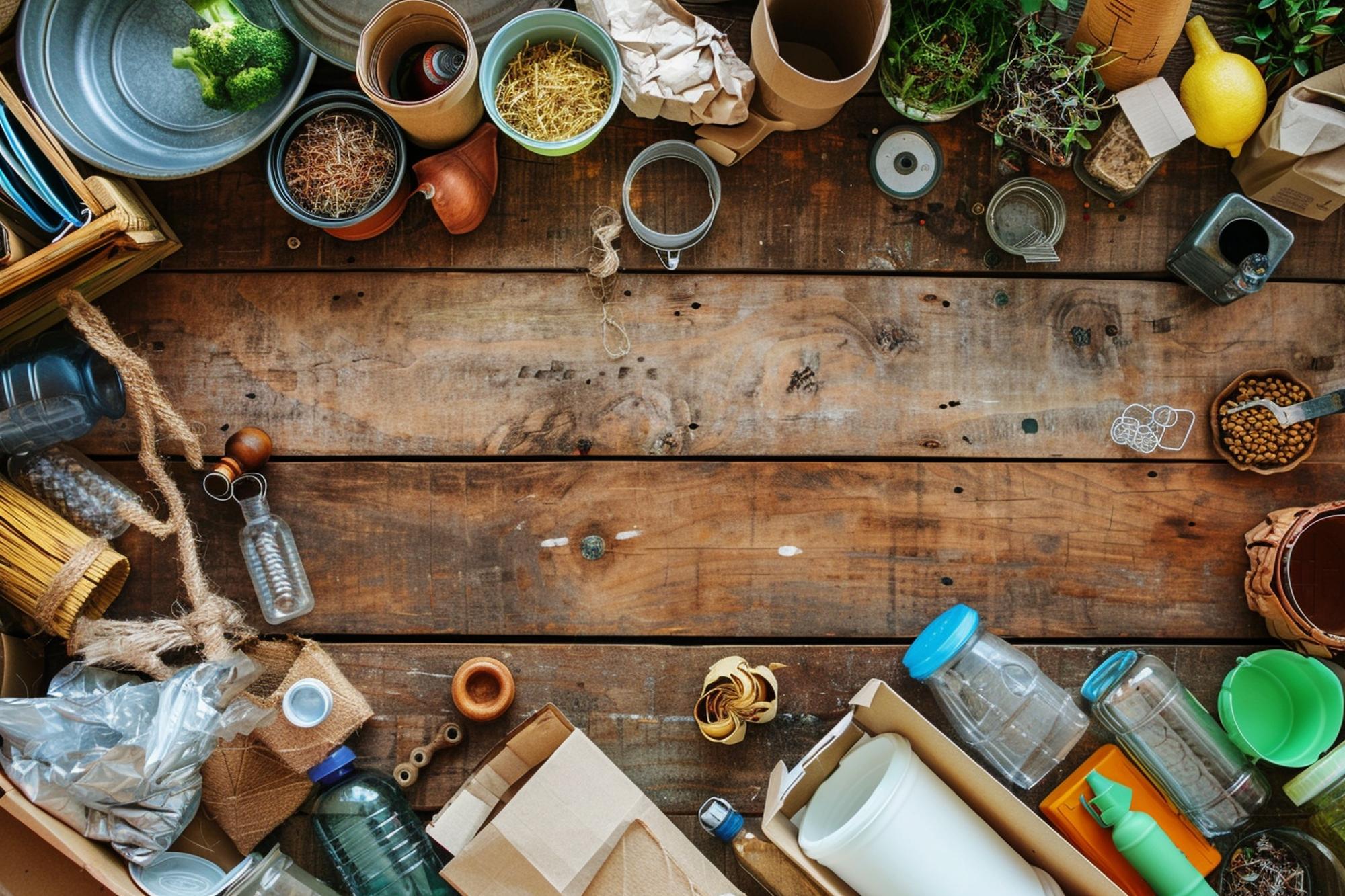 Workshop table with fresh ingredients and tools